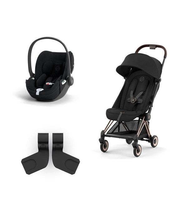 Silla de paseo Cybex Coya chasis rosegold + adaptadores de grupo 0 + cloud t Black comfort