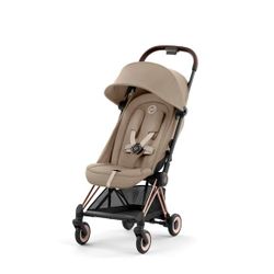Silla de paseo Cybex Coya chasis rosegold-Cozy Beige + adaptadores de grupo 0 + Cloud T Plus Cozy Beige