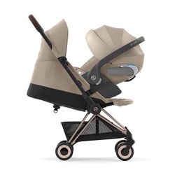 Silla de paseo Cybex Coya chasis rosegold-Cozy Beige + adaptadores de grupo 0 + Cloud T Plus Cozy Beige