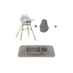 Trona Stokke Clikk Gris + Bolsa de viaje Stokke Clikk + Tapete Ezpz Gris