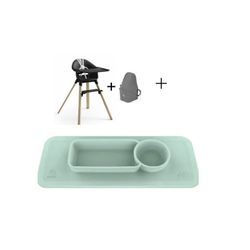 Trona Stokke Clikk Negro + Bolsa de viaje Stokke Clikk + Tapete Ezpz Verde Menta